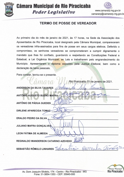 Termo de Posse de Vereador