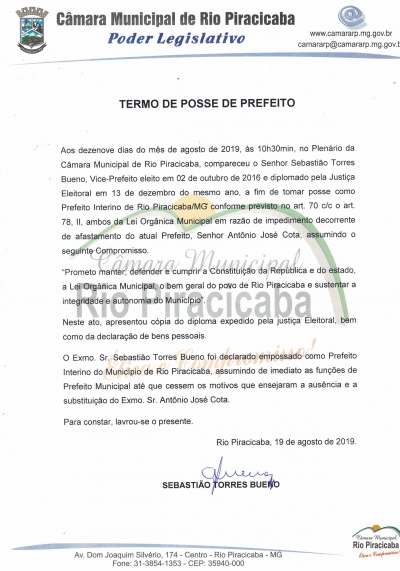 Termo de Posse de Prefeito