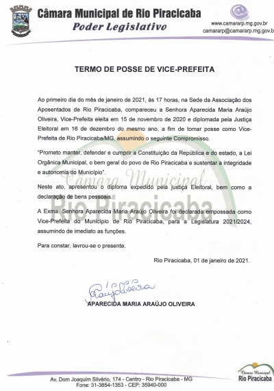 Termo de Posse de Vice-Prefeito