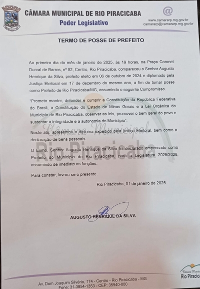 Termo de Posse Prefeito Municipal